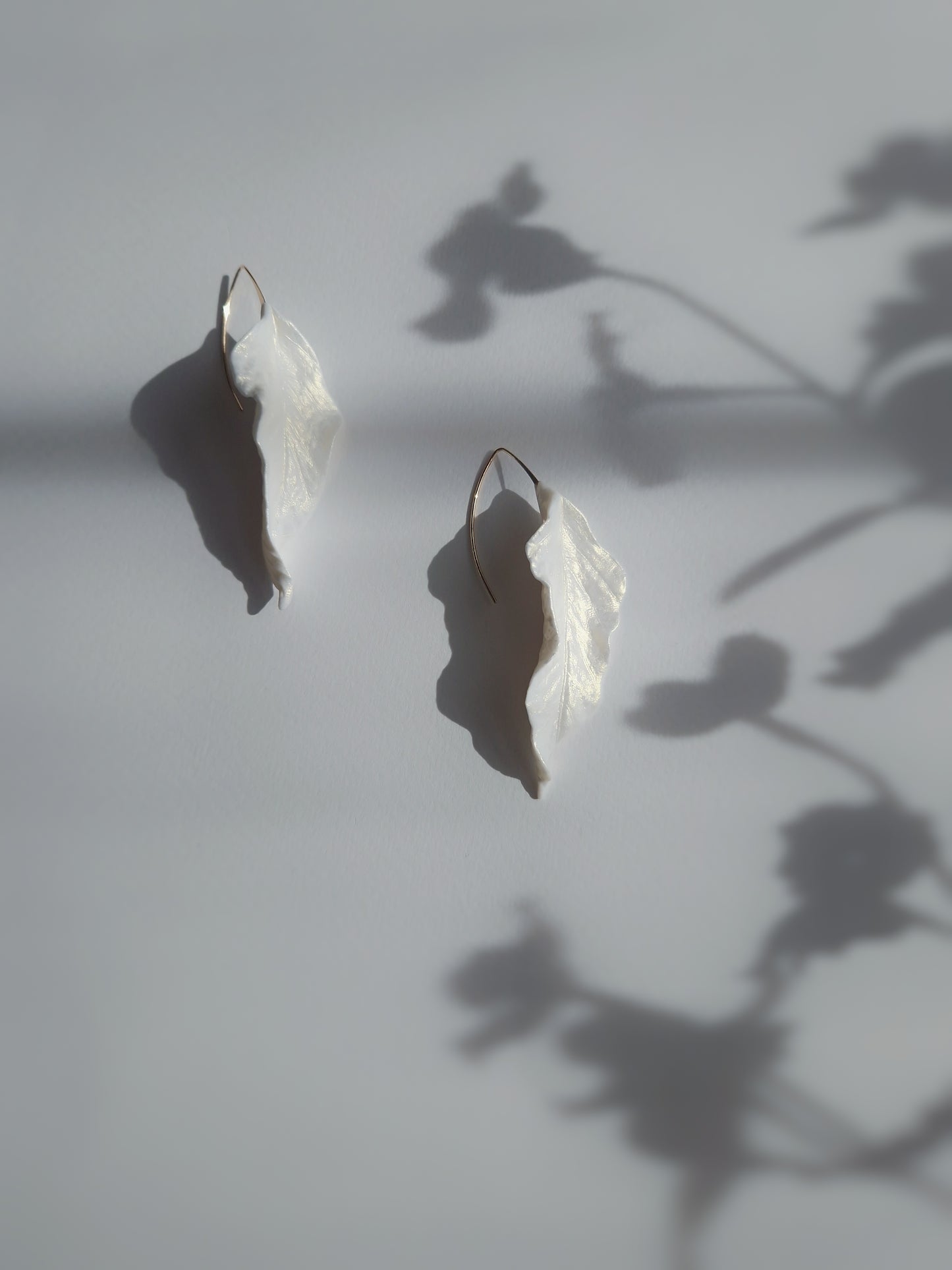 Elegant White Leaf Earrings