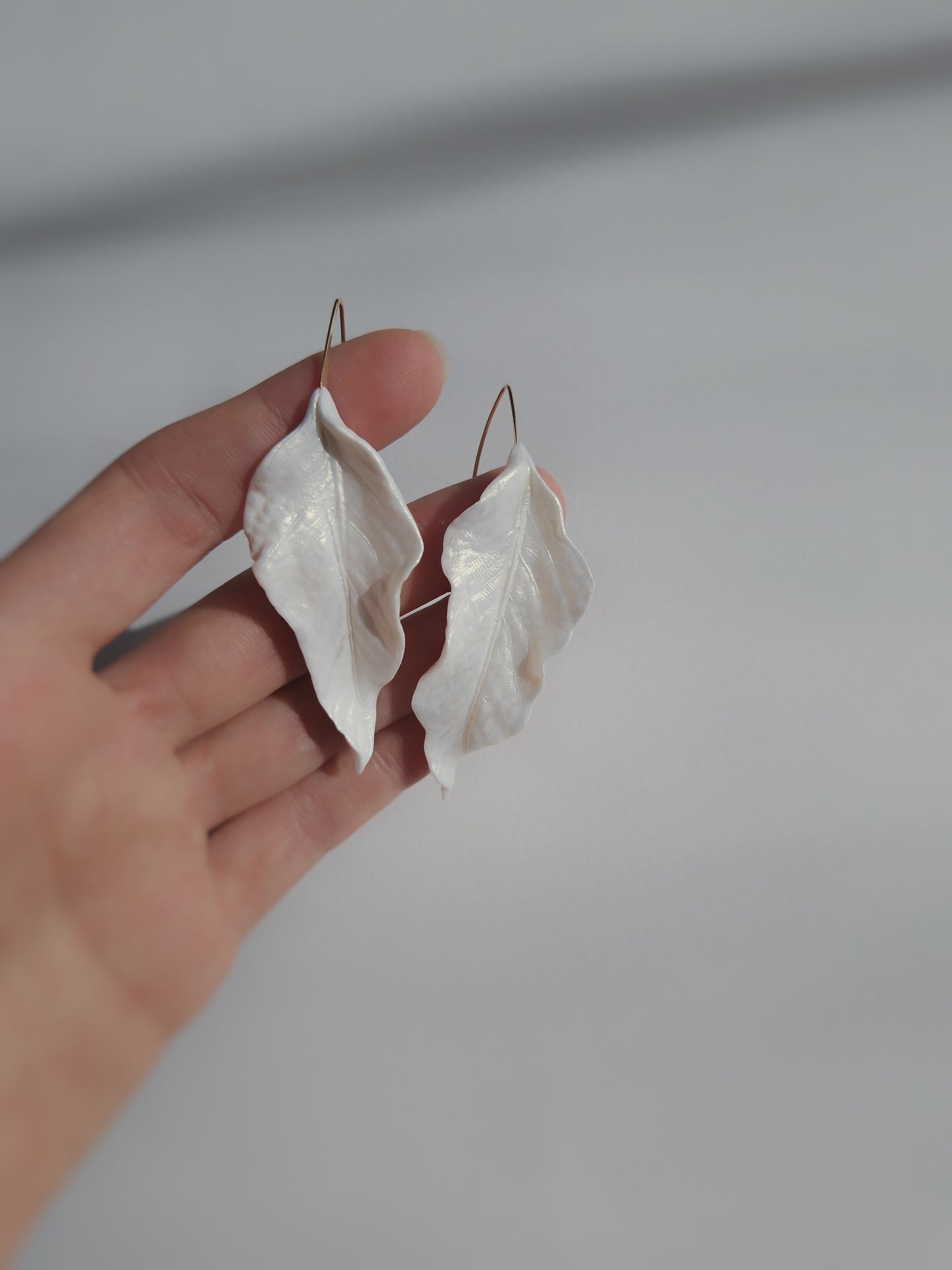 Elegant White Leaf Earrings
