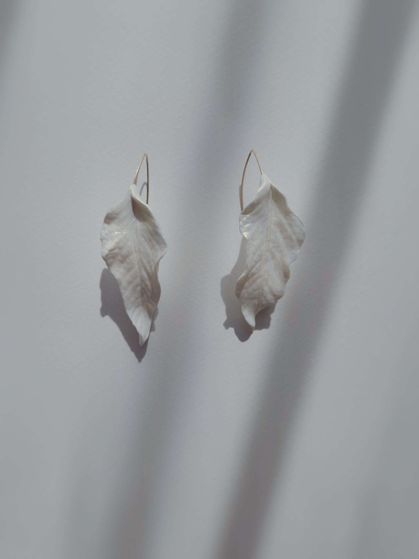 Elegant White Leaf Earrings