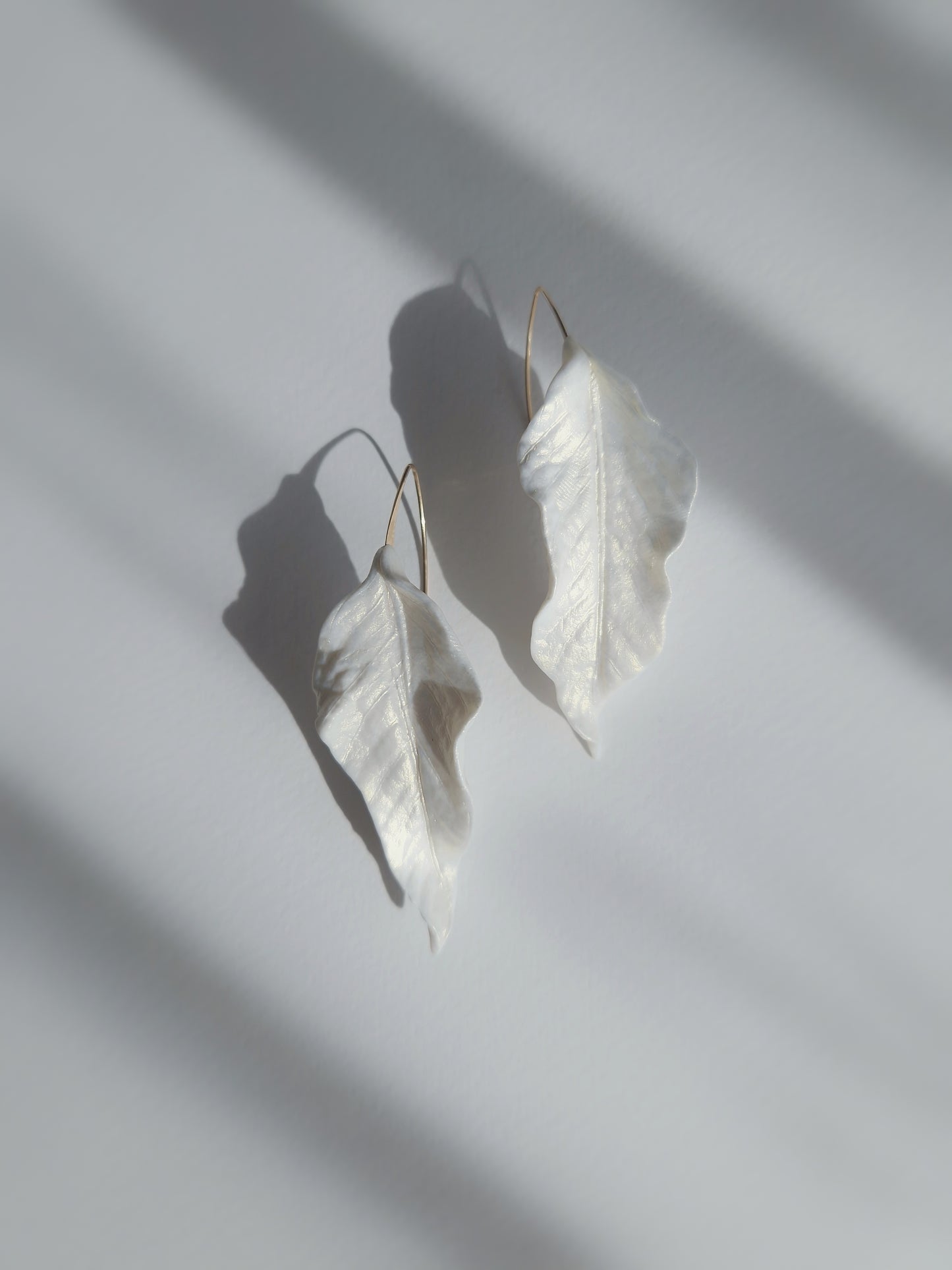 Elegant White Leaf Earrings