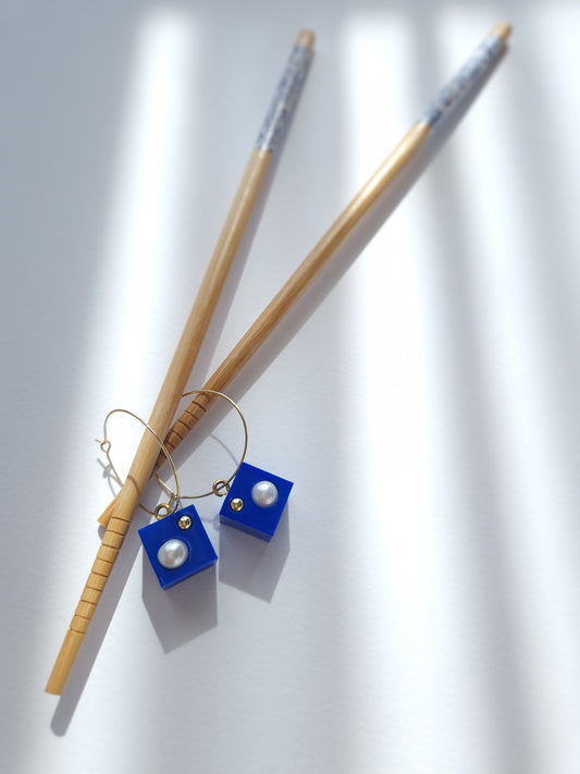 Hoop Earrings with Abstract Dice