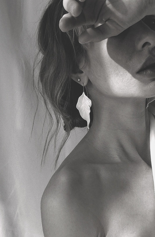 Elegant White Leaf Earrings