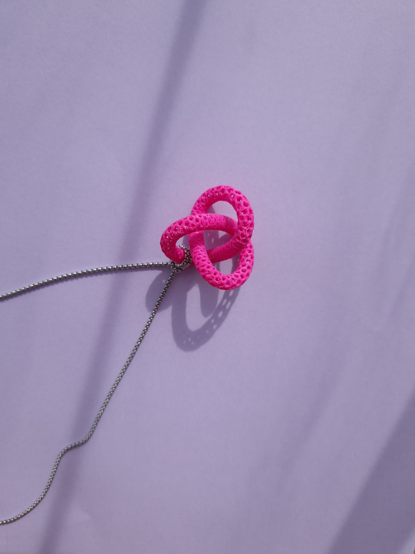 Handcrafted Knot Pendant – Abstract Wire Mesh Design on Stainless Steel Chain